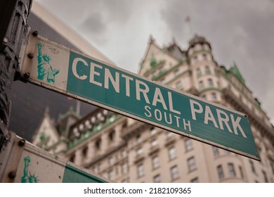 New York City, NY - September 29, 2009: Central Park South Street Sign In Midtown Manhattan, New York City.