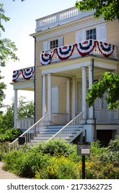 New York City, NY United States - June 30, 2022: Hamilton Grange National Memorial, The Preserved Colonial Home Of Founding Father Alexander Hamilton, Located In St. Nicholas Park, Manhattan.