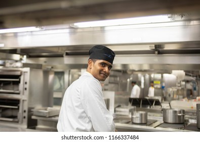 New York City, NY USA - June 5, 2017: Cruise Ship Kitchen Staff Preparing Food On June 5, 2017 New York City, NY USA