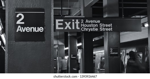 New York City, NY/ USA: 5-07-19- People Commuting To Work On Subway Station New York City Transit Underground