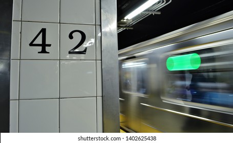 New York City, NY/ USA: 5-14-19- Grand Central NYC Subway Station Express Train MTA