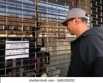 New York City, NY/ USA- 3-26-20: New York City Small Business Closing In Coronavirus Event Restaurant Closed Sign On Door