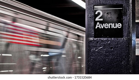 New York City, NY/ USA- 7-25-18: New York City 2nd Avenue Soho Train Station Express Subway