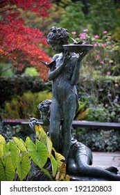 New York City, NY, USA -Ã?Â� October. 28. 2010: Burnett Fountain at Conservatory Garden, Central Park, which honors children'?s book author Frances Eliza Hodgson Burnett who wrote "The Secret Garden"?.