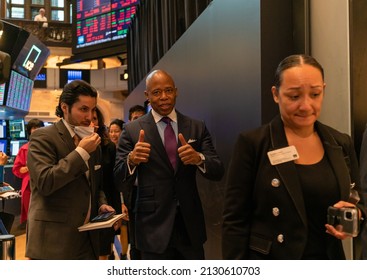 New York City, NY USA February 28, 2022. Mayor Adams Rings The Opening Bell At The New York Stock Exchange On The Last Day Of Black History Month. 