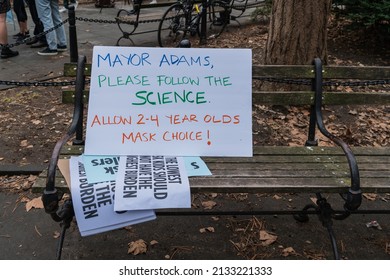 New York City, NY USA March 7, 2022. Teachers And Parents Of NYC School Students Gathered At City Hall Protesting The Mask Mandates Of Toddlers In NYC Schools. 