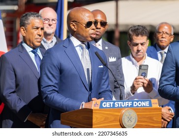 New York City, NY USA September 27, 2022. NYC Mayor Briefs The Media On The Relief Efforts In Puerto Rico And Dominican Republic After His Visit Due To Hurricane Fiona. 