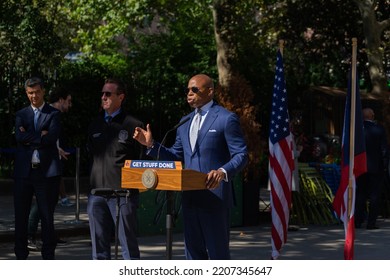 New York City, NY USA September 27, 2022. NYC Mayor Briefs The Media On The Relief Efforts In Puerto Rico And Dominican Republic After His Visit Due To Hurricane Fiona. 