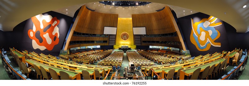 NEW YORK CITY, NY, USA - MAR 30: The General Assembly Hall Is The Largest Room In The United Nations With Seating Capacity For Over 1,800 People. March 30, 2011 In Manhattan, New York City.