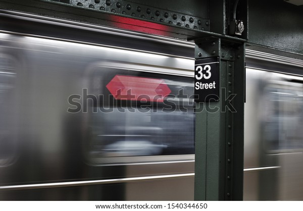New York City, NY/ USA- 10-18-19: NYC Subway Sign\
MTA Train City Subway
