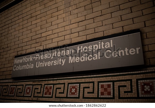 New
York City, NY,  USA -11,26,2020 A picture of the New York-
Presbytarian Columbia Un. Medical Center Subway
Sign