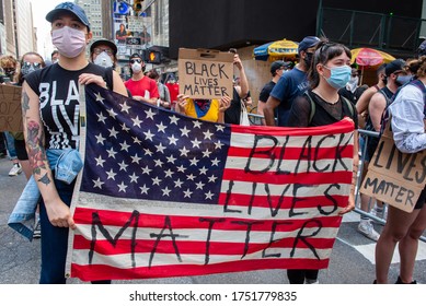 New York City, NY/USA - June 7, 2020 - Black Lives Matter, Justice For George Floyd Protests Rally And Marches In Manhattan.