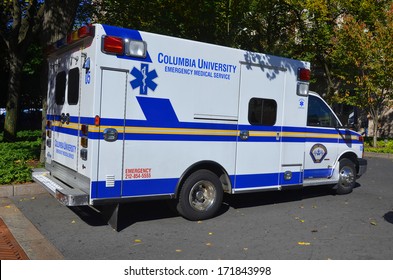 NEW YORK CITY OCT 27: Columbia University Emergency Medical Service (CU EMS) Is A Student-operated, New York State-certified, Basic Life Support Volunteer Ambulance Corps. On Oct 27, 2013 NY USA