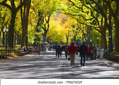 NEW YORK CITY - OCT 27: 2013:  People in Central Park is the most visited urban park in the United States, with 40 million visitors in 2013, and one of the most filmed locations in the world.