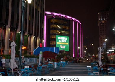 NEW YORK CITY - OCTOBER 01, 2016: The Square On 33rd Street In Front Of Madison Square Garden At Night