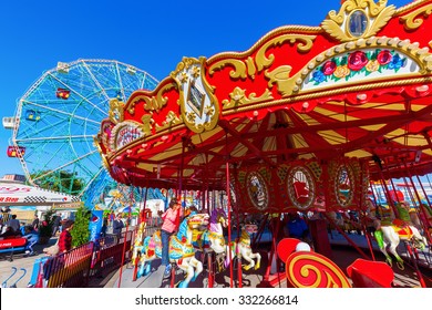 NEW YORK CITY - OCTOBER 11, 2015: Luna Park with unidentified people. Its an amusement park in Coney Island opened on May 29, 2010 at the former site of Astroland, named after original park from 1903