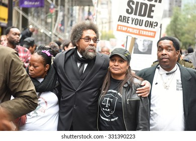 NEW YORK CITY - OCTOBER 24 2015: More Than One Thousand Activists Marched On Behalf Of The Families Of Victims Of Alleged Police Brutality In RiseUpOctober. Dr Cornel West With Families