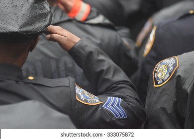 NEW YORK CITY - OCTOBER 28 2015: Thousands Of Police Officers Joined Slain NYPD Officer Randolph Holder's Family & Elected Officials For Funeral Services At Greater Allen AME