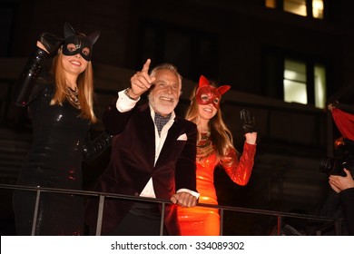NEW YORK CITY - OCTOBER 29 2015: The 42nd annual Halloween parade filled 6th Avenue in the West Village with costumes & revelry. Dos Equis's Jonathan Goldsmith, the Most Interesting Man in the World