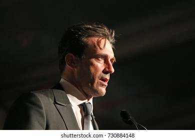 NEW YORK CITY - OCTOBER 5 2017: The Brooklyn Bridge Park Conservancy Heads Its 5th Annual Black Tie Ball. Actor Jon Hamm As MC