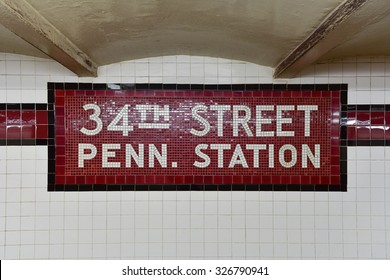New York City - October 7, 2015: Businessman walking through the 34th Street Pennsylvania Station Subway stop in New York City.