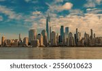 New York City. One World Trade Center. WTC memorial. View from New Jersey. Skyline of World Trade Center. New York City downtown.