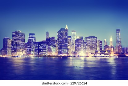 New York City Panorama Night Concept