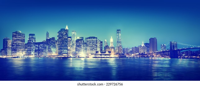 New York City Panorama Night Concept Stock Photo 229726756 | Shutterstock