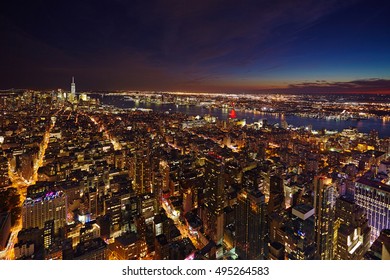 New York City Panorama At Night.