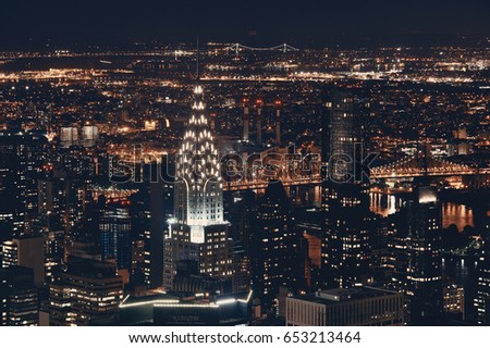 New York City - SEP 11: Chrysler building at night on September 11, 2015 in New York City. Art Deco style skyscraper, it is the tallest brick building in the world and famous landmark of Manhattan.