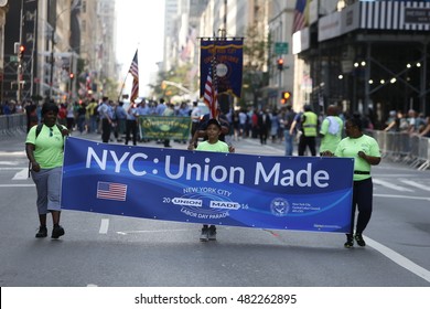NEW YORK CITY - SEPTEMBER 10 2016: The New York Central Labor Council sponsored its tenth annual Labor Day Parade along Fifth Avenue led by NYC Mayor Bill de Blasio & NY Governor Andrew Cuomo