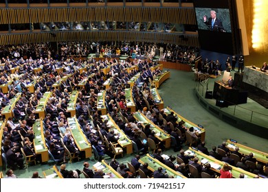 NEW YORK CITY - SEPTEMBER 19 2017: The UN 72nd General Assembly Opened Its First Week With Debate, Bringing A Variety Of World Leaders To The GA Hall