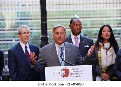 NEW YORK CITY - SEPTEMBER 23 2014: UJA & Jewish Community Relations Council Held A Press Conference By The UN With Activists & Elected Officials Calling For Sanctions Against Iran's Sponsoring Terror