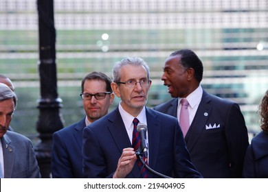 NEW YORK CITY - SEPTEMBER 23 2014: UJA & Jewish Community Relations Council Held A Press Conference By The UN With Activists & Elected Officials Calling For Sanctions Against Iran's Sponsoring Terror