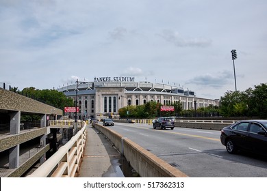 NEW YORK CITY - SEPTEMBER 27, 2016: Outside View Of Yankee Stadium In Bronx, Seen From The Macombs Dam Bridge