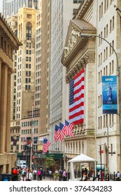 NEW YORK CITY - September 3: New York Stock Exchange Building On September 3, 2015 In New York. The NYSE Trading Floor Is Located At 11 Wall Street And Is Composed Of 4 Rooms For Trading.