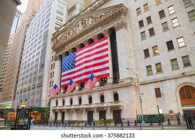 NEW YORK CITY - September 5: New York Stock Exchange Building On September 5, 2015 In New York. The NYSE Trading Floor Is Located At 11 Wall Street.