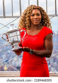 NEW YORK CITY - SEPTEMBER 8, 2014: US Open 2014 Champion Serena Williams Posing With US Open Trophy In New York