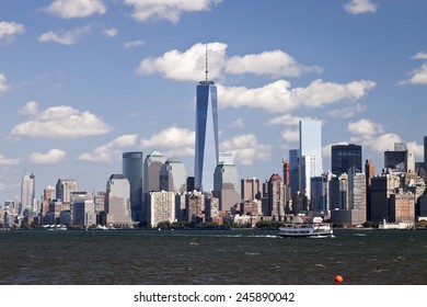 The New York City skyline at afternoon w the Freedom tower 2014