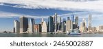 New York City skyline and Brooklyn bridge. Manhattan Skyscrapers panorama from Brooklyn