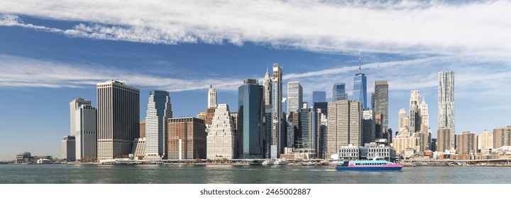 New York City skyline and Brooklyn bridge. Manhattan Skyscrapers panorama from Brooklyn - Powered by Shutterstock