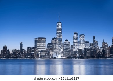 New York City skyline at night, NewYork, United states of America. USA - Powered by Shutterstock