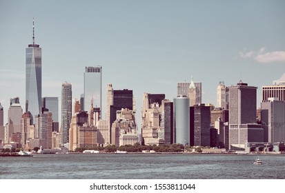 New York City skyline on a sunny day, retro color toning applied, USA. - Shutterstock ID 1553811044