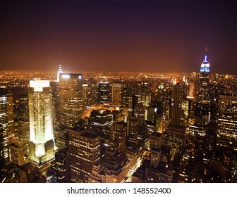 New York City Skyline Panorama At Night