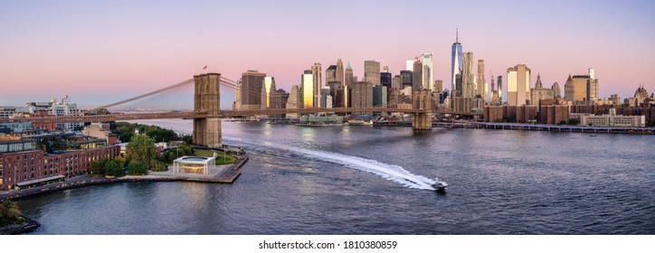 New York City Skyline Panorama On A Winter Morning