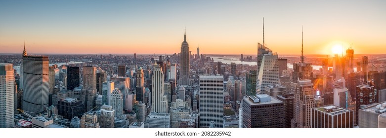 New York City skyline panorama at sunset
 - Shutterstock ID 2082235942