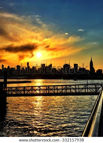 New York City skyline Sunrise on the Hudson River iPhone photo