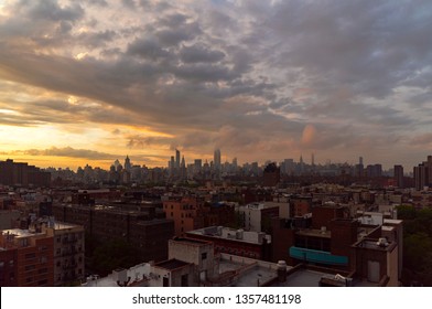 New York City Skyline Timelapse View Of FDR, Brooklyn Bridge And Lower Manhattan At Night 