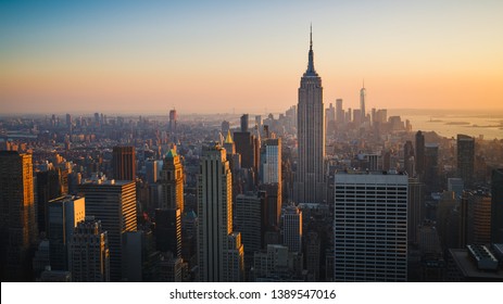 New York City Skyline with Urban Skyscrapers at Sunset, USA - Shutterstock ID 1389547016