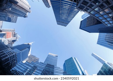 New York City. Skyscrapers business office buildings. Bottom up view of big modern city urban landscape. Park Avenue - Manhattan